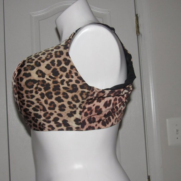 TORRID CURVE Back Smoothing Wire-Free Lightly Lined Everyday Leopard Bra Sz 46DD - Picture 2 of 5